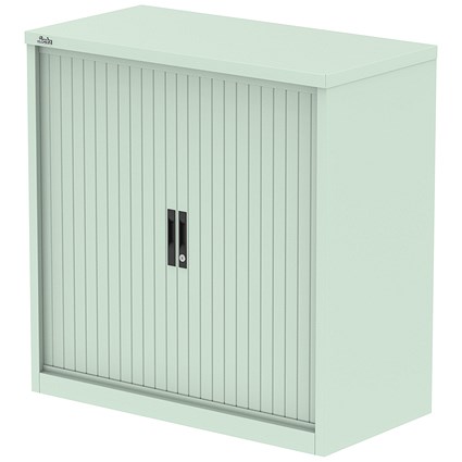 Qube 1000mm Side Tambour Cupboard Peppermint Green With Shelves