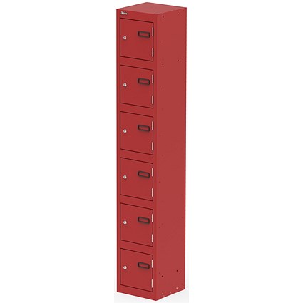 Qube Locker 6 Door 1800mm High Red