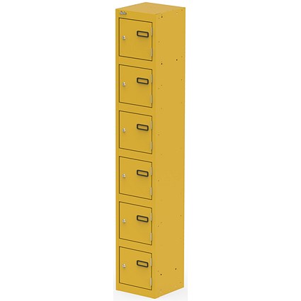 Qube Locker 6 Door 1800mm High Lemon Yellow