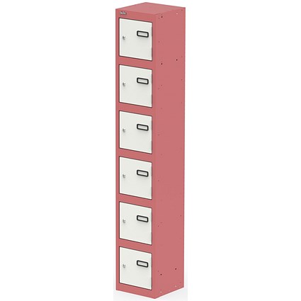 Qube Locker 6 Door 1800mm High Antique Pink And Satin White