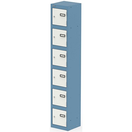 Qube Locker 6 Door 1800mm High Pastel Blue And Satin White