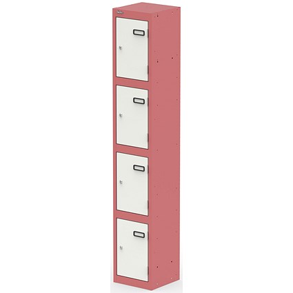 Qube Locker 4 Door 1800mm High Antique Pink And Satin White