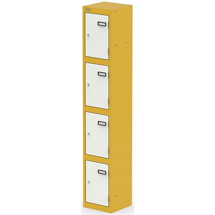 Qube Locker 4 Door 1800mm High Lemon Yellow And Satin White