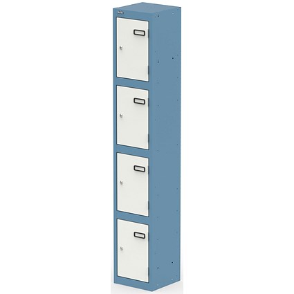Qube Locker 4 Door 1800mm High Pastel Blue And Satin White