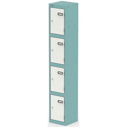 Qube Locker 4 Door 1800mm High Pastel Turquoise And Satin White