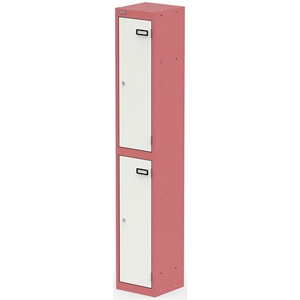 Qube Locker 2 Door 1800mm High Antique Pink And Satin White