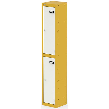 Qube Locker 2 Door 1800mm High Lemon Yellow And Satin White