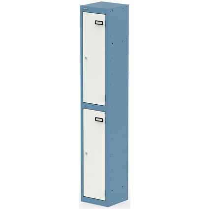Qube Locker 2 Door 1800mm High Pastel Blue And Satin White