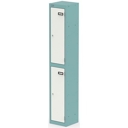 Qube Locker 2 Door 1800mm High Pastel Turquoise And Satin White