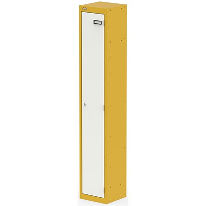 Qube Locker 1 Door 1800mm High Lemon Yellow And Satin White