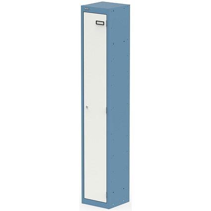 Qube Locker 1 Door 1800mm High Pastel Blue And Satin White