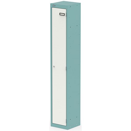 Qube Locker 1 Door 1800mm High Pastel Turquoise And Satin White