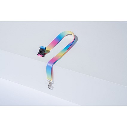 Avery Recycled Rainbow Pre-Printed Lanyard with 2cm Wide Carabiner, Pack of 10
