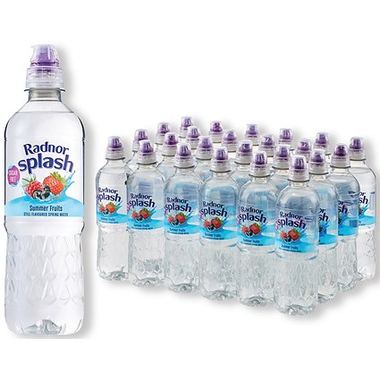 Radnor Splash Sugar Free Summer Fruits Flavoured Water, Sports Cap Plastic Bottles, 500ml, Pack of 24