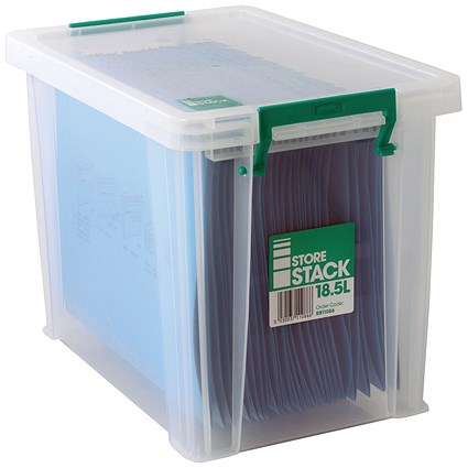 StoreStack Storage Box, 18.5 Litres, Clear | Paperstone