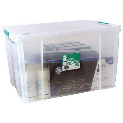 StoreStack Storage Box, 85 Litres, Clear