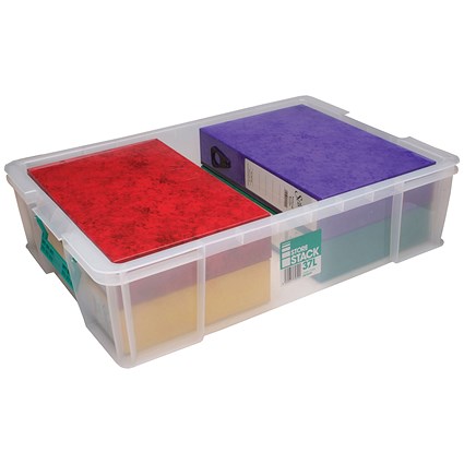 StoreStack Storage Box, 37 Litres, Clear