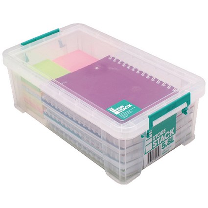 StoreStack Storage Box, 5.8 Litres, Clear