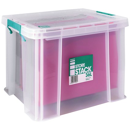 StoreStack Storage Box, 36 Litres, Clear