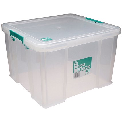 StoreStack Storage Box, 48 Litres, Clear