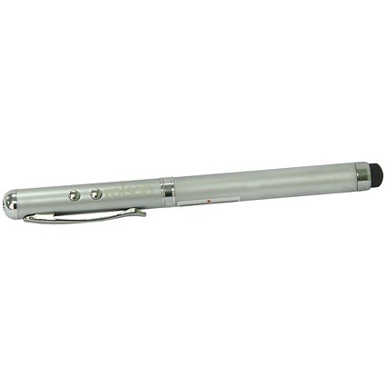 Rolson 4-in-1 Laser Pointer Pen Silver 1230082 Rolson 4-in-1 Laser Pointer Pen Silver 1230082