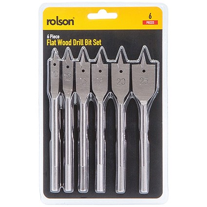 Rolson 6 Piece Flat Wood Drill Bit Set Pack of 20 48523