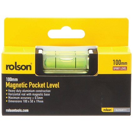 Rolson Magnetic Pocket Level 100mm Pack of 12 54116