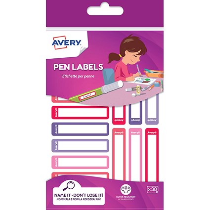 Avery Stationery Pen Labels 50mm x 10mm Pink And Purple (Pack 30) - RESMI30F.UK