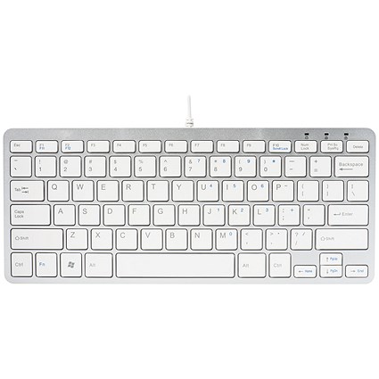R-GO Compact Ergonomic Keyboard, Wired, White