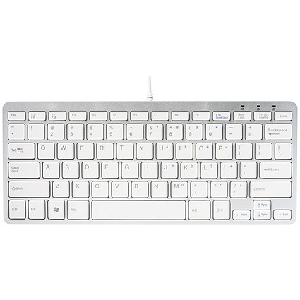 R-GO Compact Ergonomic Keyboard, Wired, White