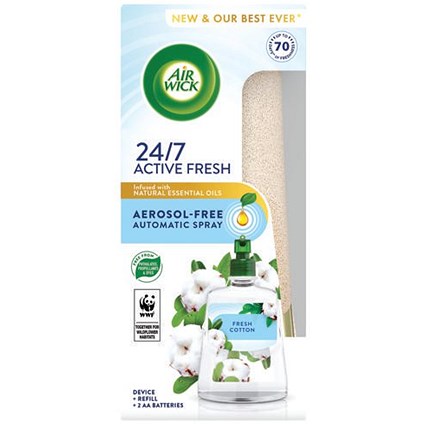 Air Wick Active Fresh Aerosol-Free Automatic Spray Set, Fresh Cotton, 228ml Air Wick Active Fresh Aerosol-Free Automatic Spray Set, Fresh Cotton, 228ml