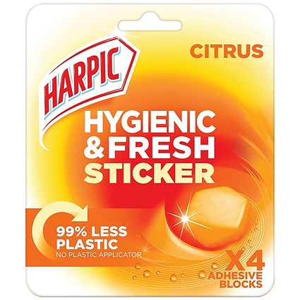 Harpic Hygienic Fresh Sticker Adhesive Toilet Block, Citrus, 6 Packs of 4 Tabs