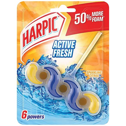 Harpic Active Fresh Toilet 6 Powers Rim Block, Sparkling Citrus, 35g