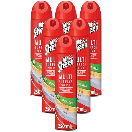 Mr Sheen Multi Surface Polish Aerosol Spring Fresh 250ml (Pack of 6)