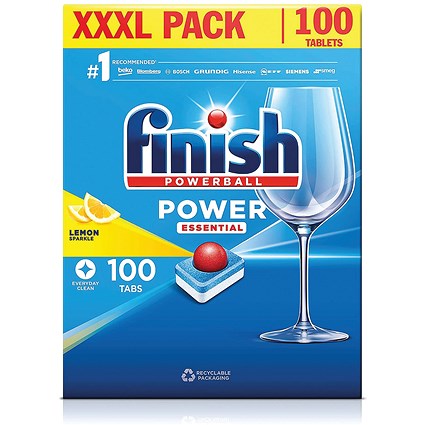 Finish Power Essential Lemon Dishwasher Tablets, 4 Packs of 100 Tablets