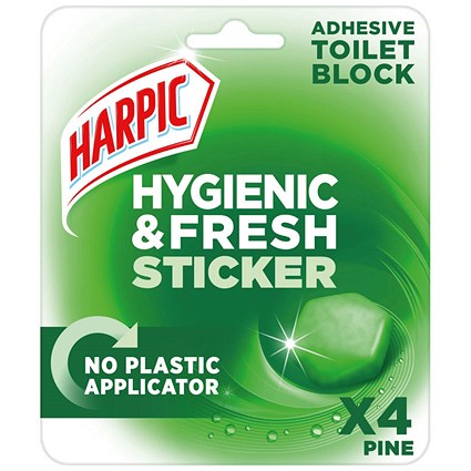 Harpic Hygienic Fresh Sticker Adhesive Toilet Block, Pine, 6 Packs of 4 Tabs