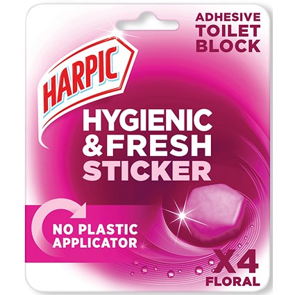 Harpic Hygienic Fresh Sticker Adhesive Toilet Block, Pine, 6 Packs of 4 Tabs