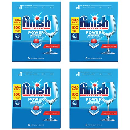 Finish Power Essential Dishwasher Tablets, 100 Tablets, Pack of 4