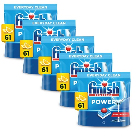 Finish Power All In One Dishwasher Tablets Lemon x61 Tabs Pack of 5