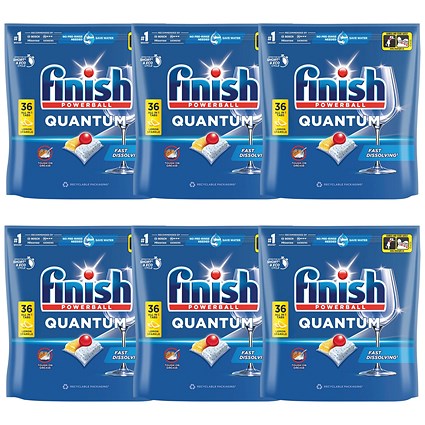 Finish Quantum Lemon Dishwasher Tabs 6x36 Tabs (Pack of 216)