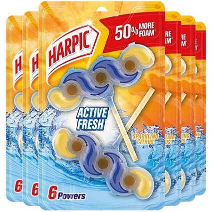 Harpic Active Fresh 6 Powers Toilet Cleaning Blocks, Pack of 6