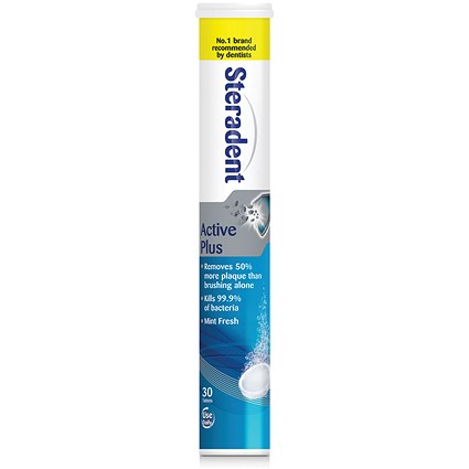 Steradent Active Plus Denture Cleaning Tablets, Mint Fresh, 30 Tablets, Pack of 12