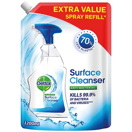 Dettol Antibacterial Cleaning Spray Refill Pouch, 1.2 Litres, Pack of 4 Dettol Antibacterial Cleaning Spray Refill Pouch, 1.2 Litres, Pack of 4
