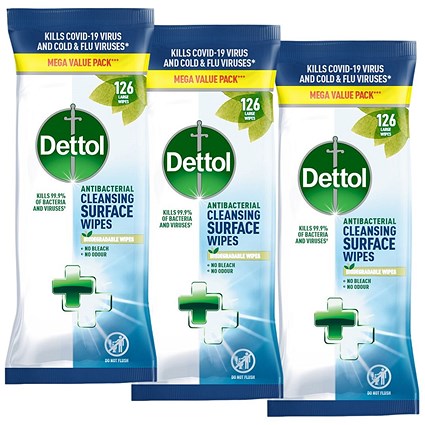 Dettol Antibacterial Cleansing Wipes, 3 Pack Saver Bundle Dettol Antibacterial Cleansing Wipes, 3 Pack Saver Bundle