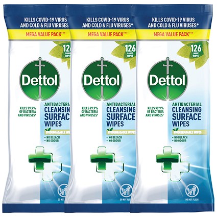 Dettol Antibacterial Cleansing Wipes Pack of 126 3 For 2