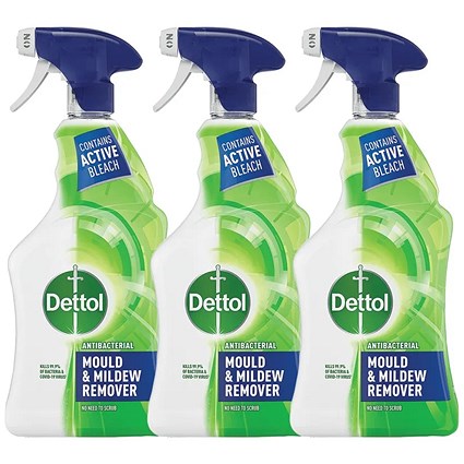 Dettol Mould and Mildew Remover Spray, 750ml - 3 Pack Saver Bundle