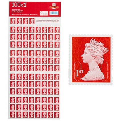 Royal Mail 1st class postage stamps – 100 per pack