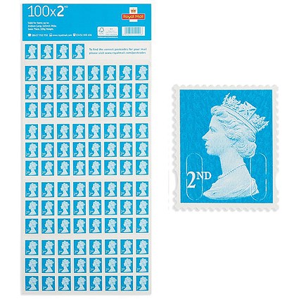 Royal Mail 2nd class postage stamps – 100 per pack