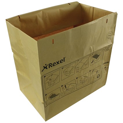 Rexel Recyclable Paper Shredder Bags Brown, Capacity 115 Litres, Pack of 50