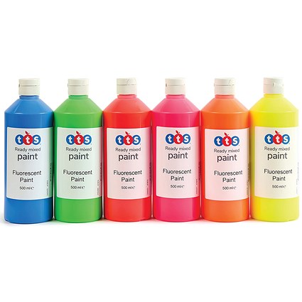 Ready Mixed Paint 500ml Fluorescent Assorted (Pack of 6)
